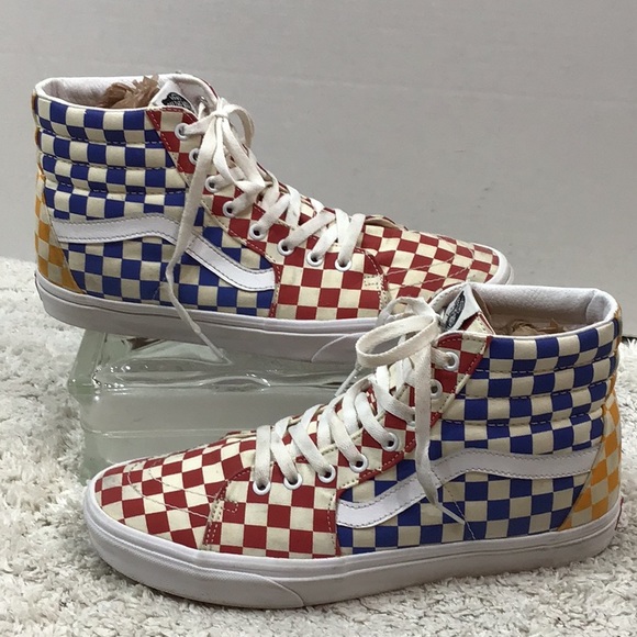 Vans men’s multicolor checkerboard high tops 11 - Picture 1 of 10